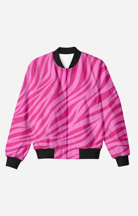 Pink Zebra stripes-Oversize Unisex Bomber Jacket