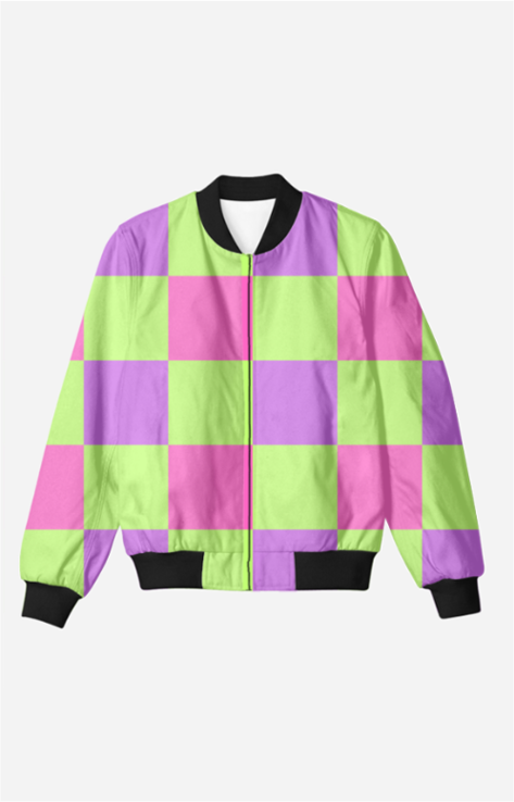 Multicolor Checked Style-Unisex Bomber Jacket