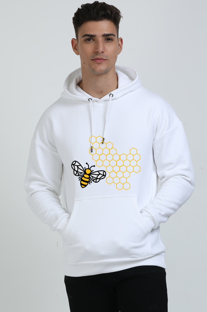 Trendy Oversize Sweatshirt with Bee Comb Design