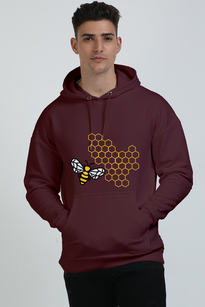 Trendy Oversize Sweatshirt with Bee Comb Design