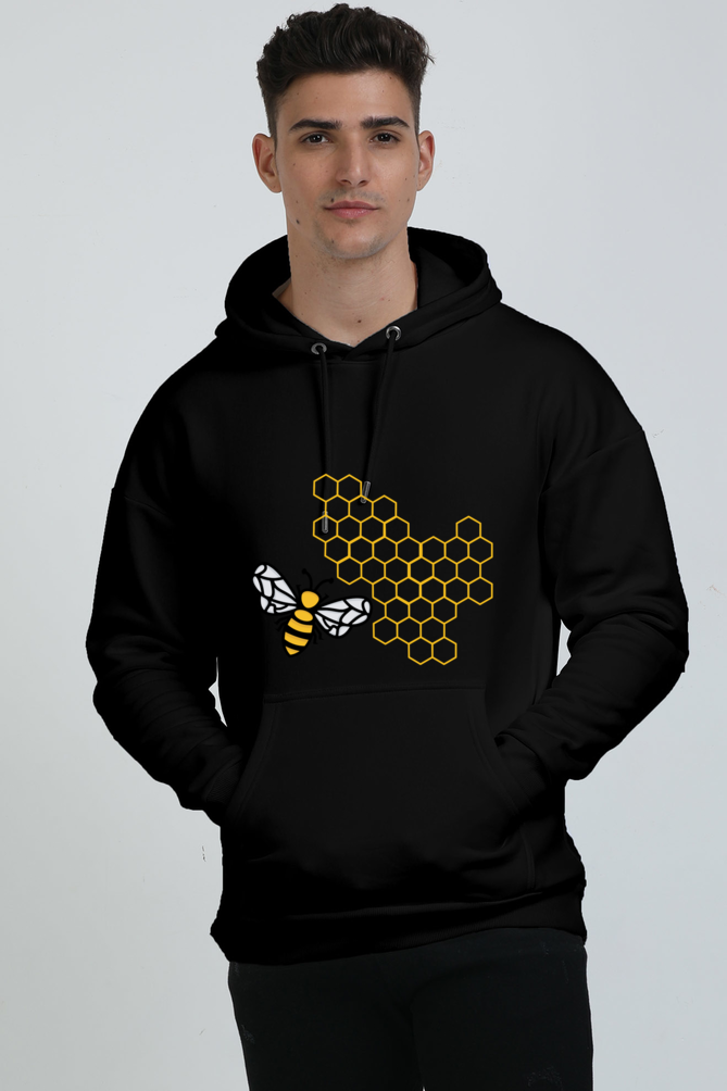 Trendy Oversize Sweatshirt with Bee Comb Design