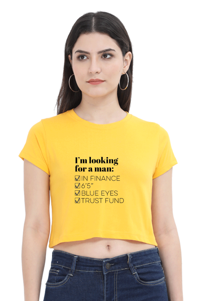 I'm looking for a man in finance - crop-top t-shirt - Premium Quality -Women