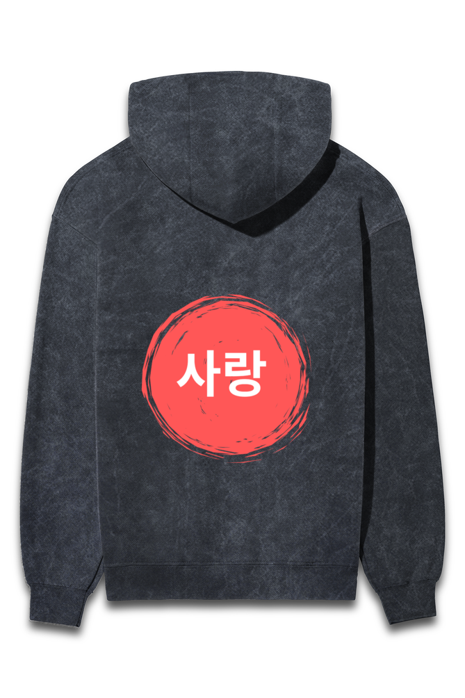 Acid washed Oversize hoodie -"Seol" printed in korean