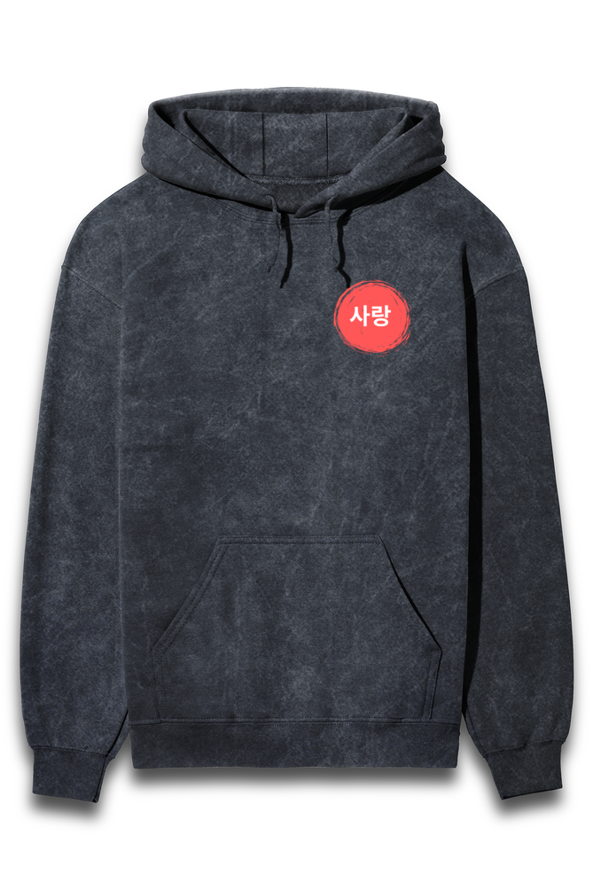 Acid washed Oversize hoodie -"Seol" printed in korean