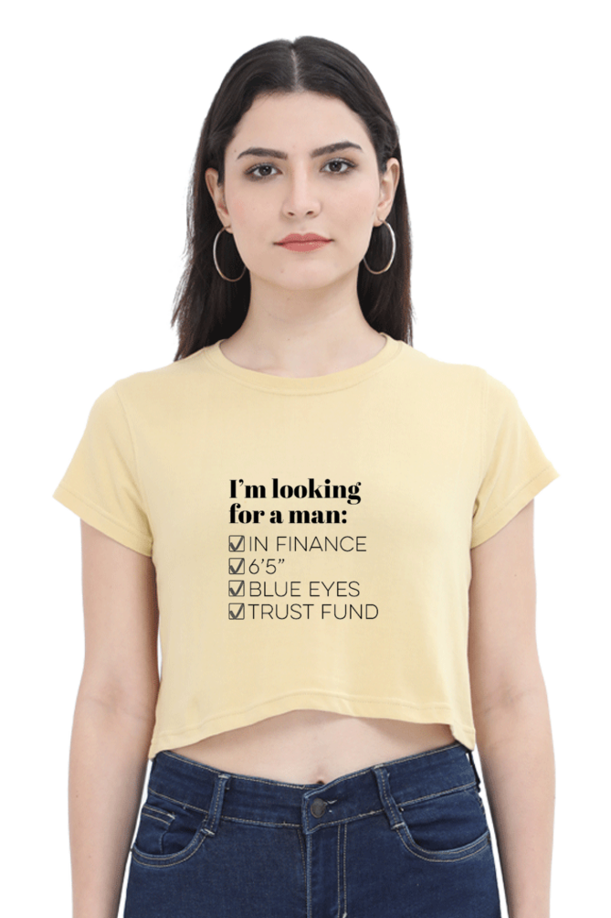 I'm looking for a man in finance - crop-top t-shirt - Premium Quality -Women