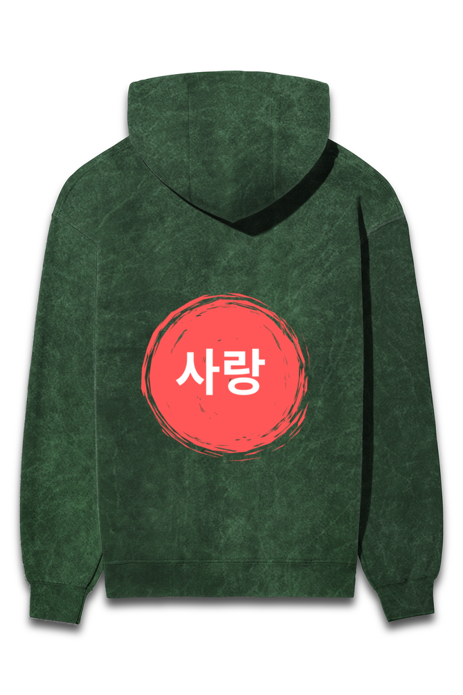 Acid washed Oversize hoodie -"Seol" printed in korean