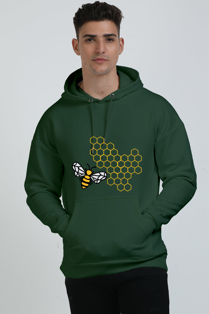 Trendy Oversize Sweatshirt with Bee Comb Design