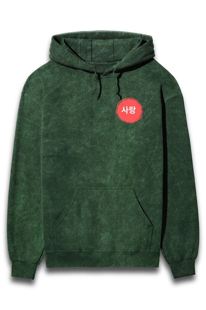 Acid washed Oversize hoodie -"Seol" printed in korean